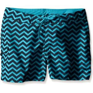 Kanu Surf Alexa Board Shorts Blue Geometric AOP Print Little Girls Size L (6)